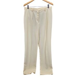 Vintage THEORY Ivory Wool Linen Blend Flare Pants Trousers Y2k 12L